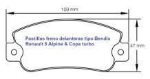 pastillas freno delanteras renault 5 alpine pinza bendix