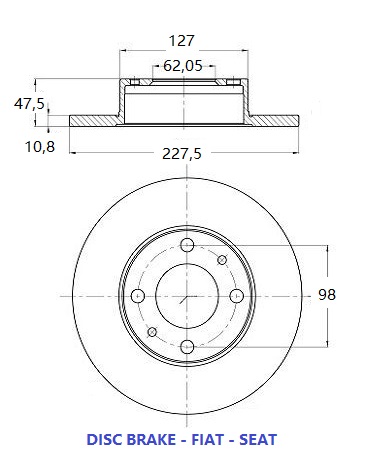 DISCOS FRENO 227 SEAT ESQUEMA