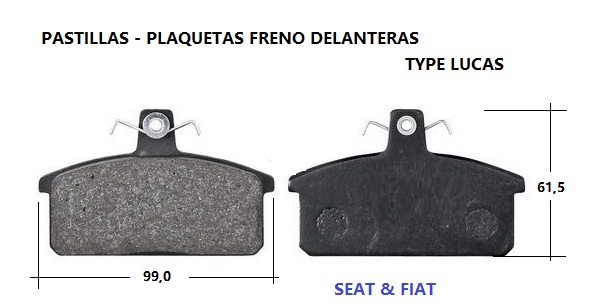 PASTILLAS FRENO TIPO LUCAS SEAT VARIOS