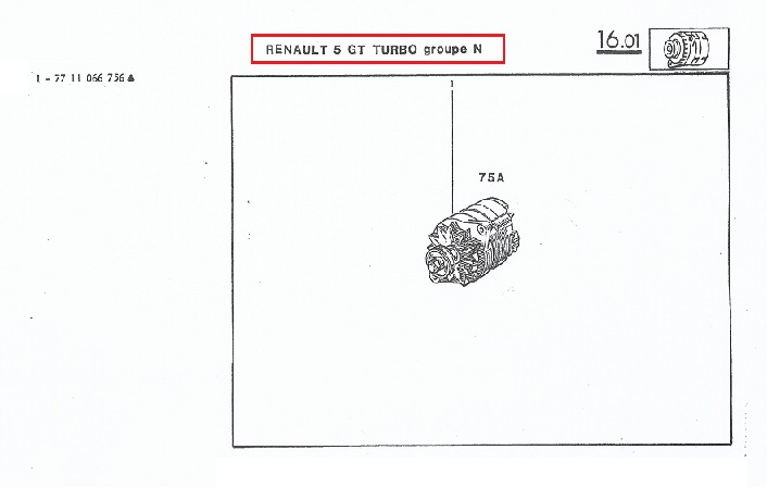 alternador Renault 5 Gt turbo Gr N 75 Ah-1